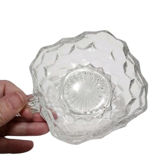 Vtg Fostoria American Clear Triangle Square Shape 5" Nappy Bowl With Handle - Picture 3 of 7